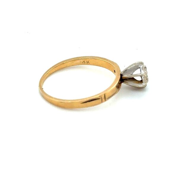 14K Gold Diamond Thin Band Engagement Ring - Picture 2 of 10